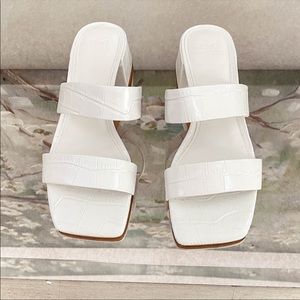 Marc Fisher Heeled Slide Sandals Yori White